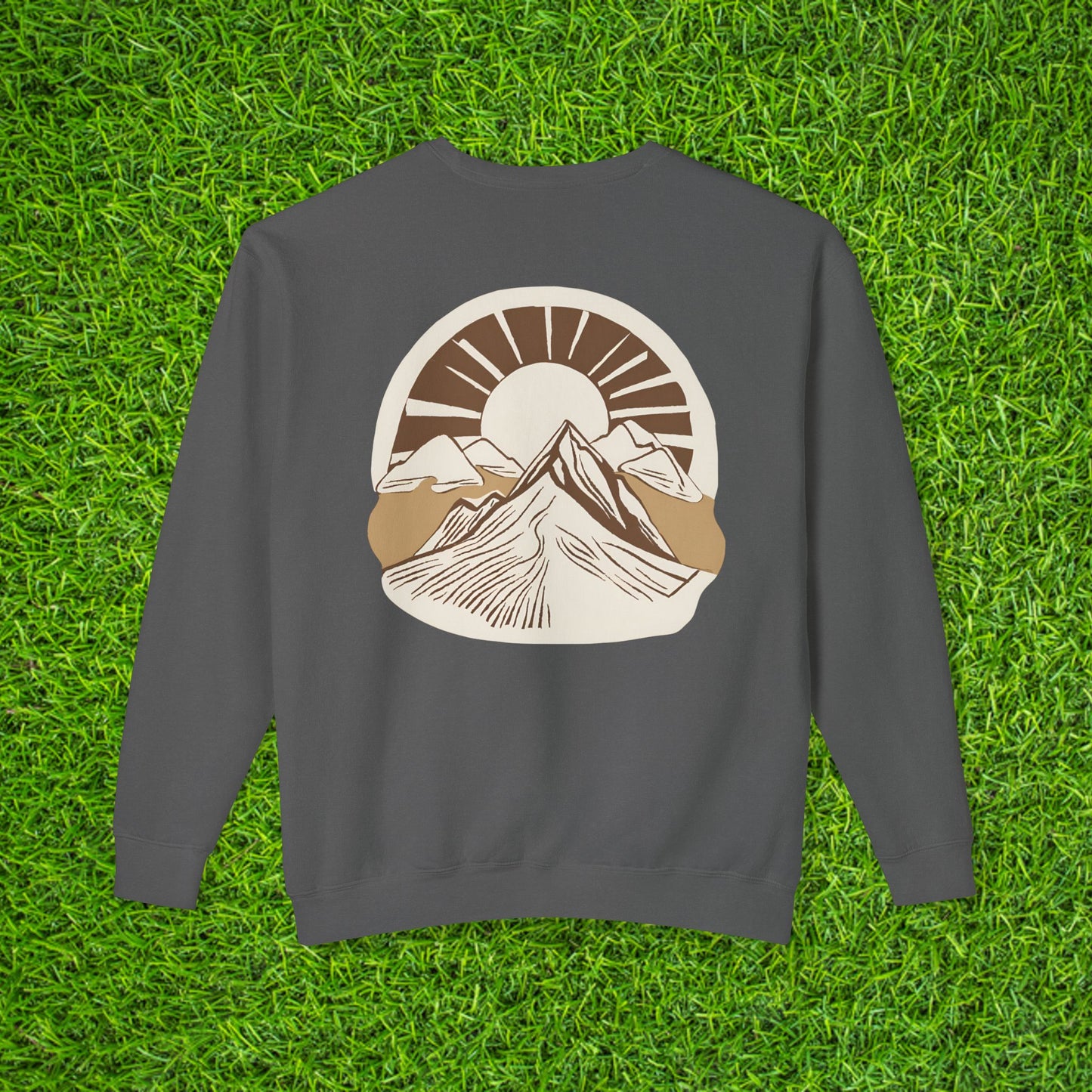 Unisex Lightweight Crewneck Sweatshirt - Velum Est. 2025 Mountain Sunrise Design