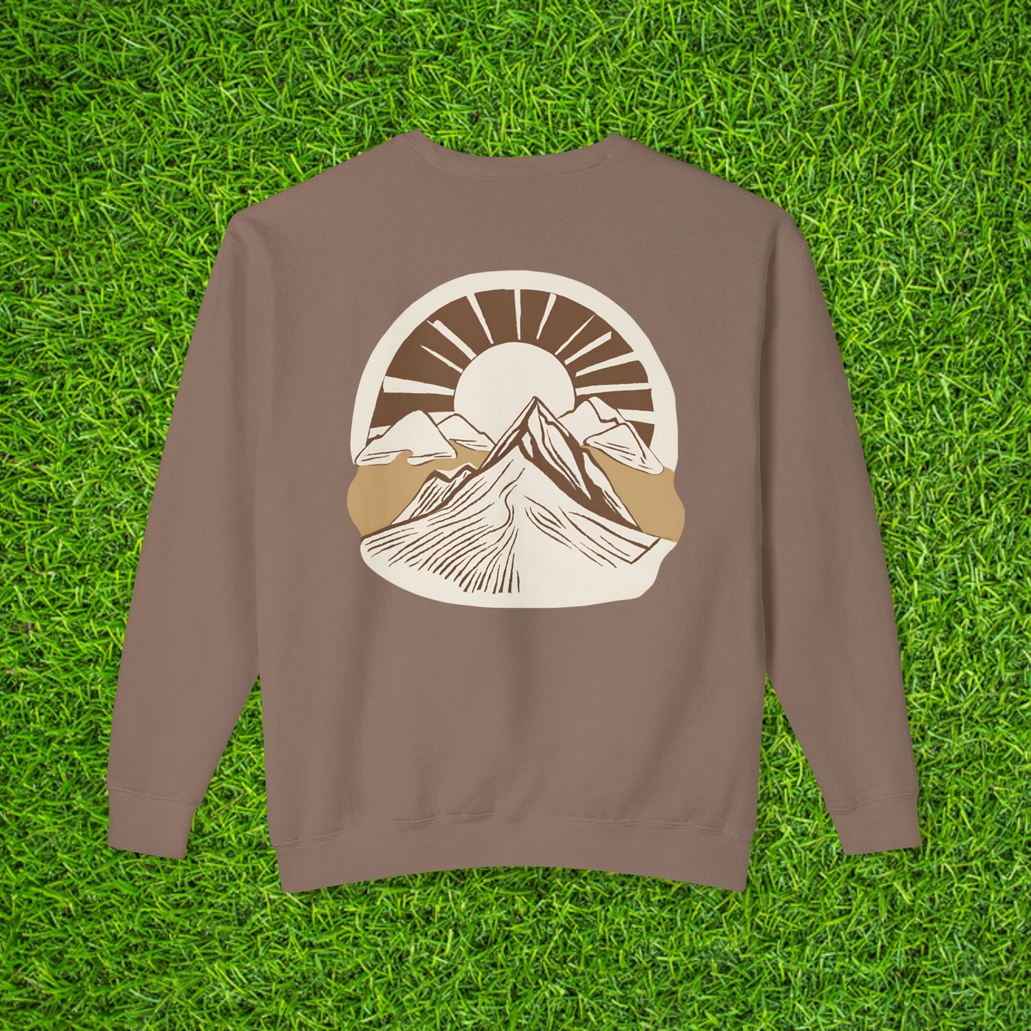 Unisex Lightweight Crewneck Sweatshirt - Velum Est. 2025 Mountain Sunrise Design