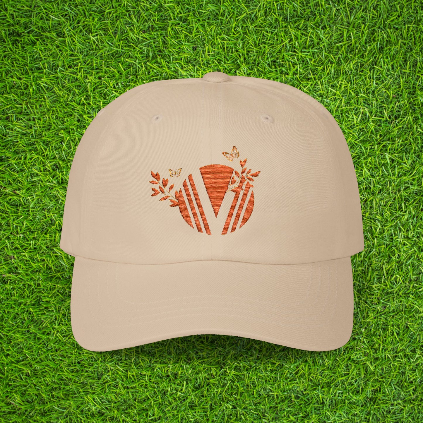 Vintage-Inspired Classic Dad Cap with Butterfly Design